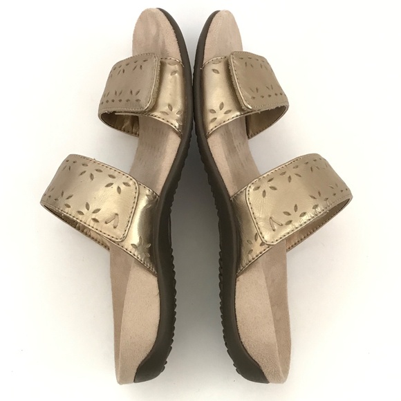 Vionic Randi Orthotic Comfort Slide Sandals Leather Metallic Gold Size 7 - Picture 12 of 16